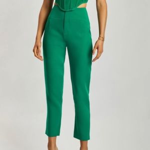 Indie High Waist Pants - Bottle Green